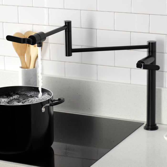 Kingston Sona KS4700KL - Whitaker Two-Handle 1-Hole Deck Mount Pot Filler Faucet, Matte Black