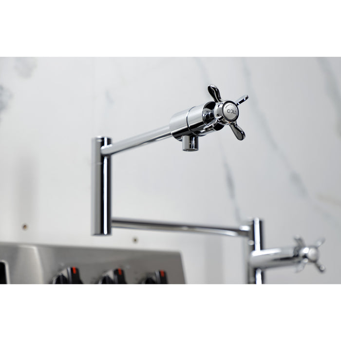 Kingston Tulare KS4701BEX - Essex Two-Handle 1-Hole Deck Mount Pot Filler Faucet, Polished Chrome