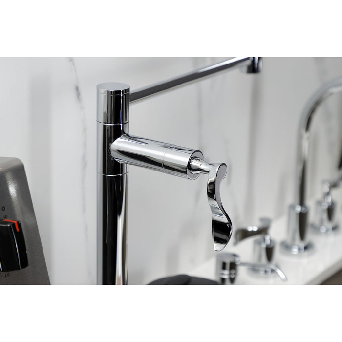 Kingston Tulare KS4701CFL - Century Two-Handle 1-Hole Deck Mount Pot Filler Faucet, Polished Chrome
