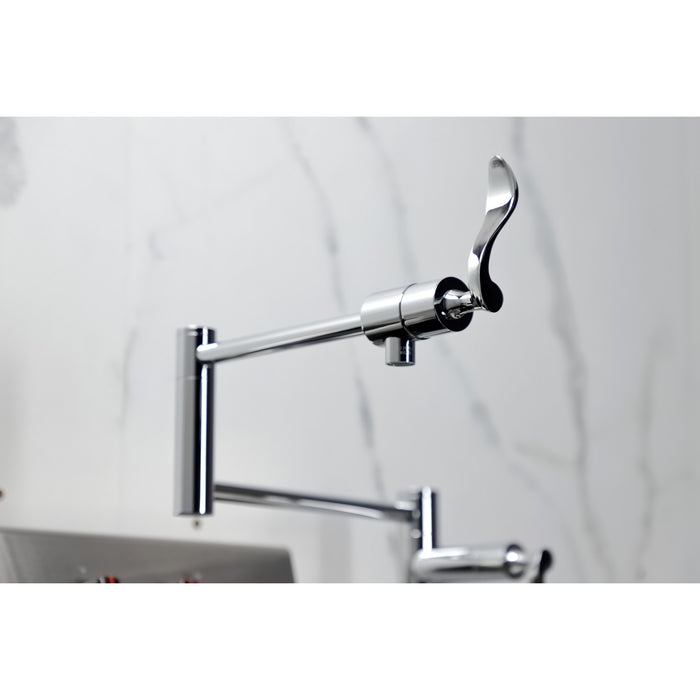 Kingston Tulare KS4701CFL - Century Two-Handle 1-Hole Deck Mount Pot Filler Faucet, Polished Chrome