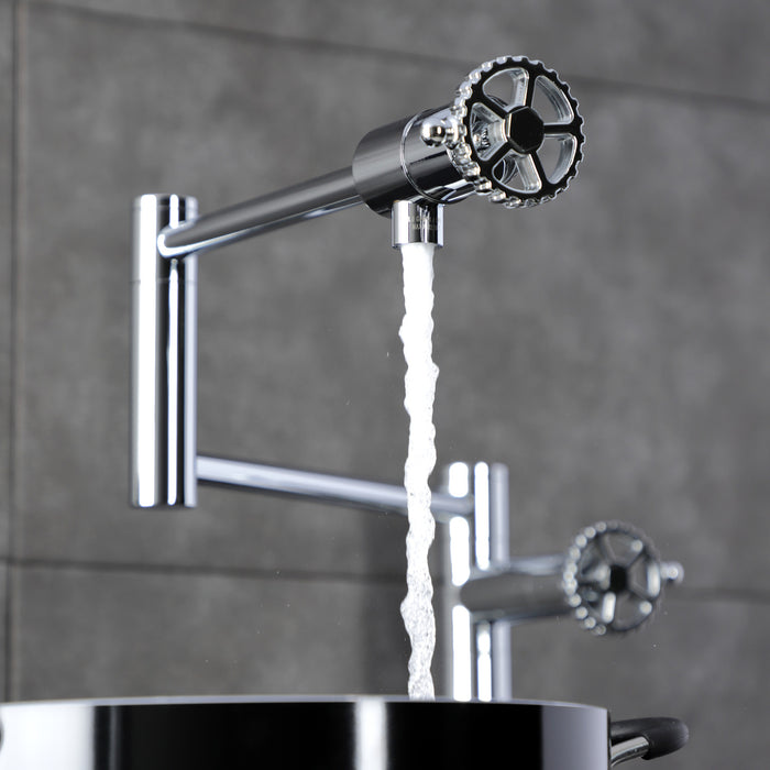 Kingston Sona KS4701CG - Fuller Two-Handle 1-Hole Deck Mount Pot Filler Faucet, Polished Chrome
