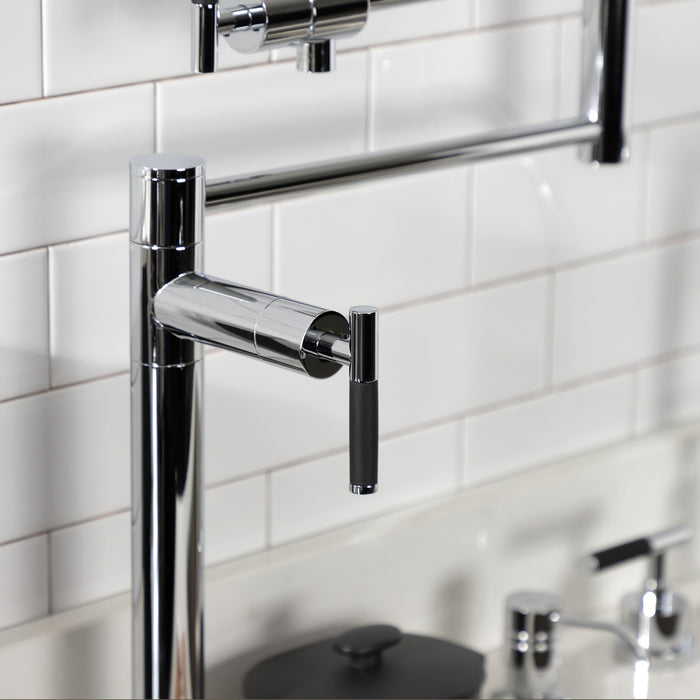 Kingston Sona KS4701CKL - Kaiser Two-Handle 1-Hole Deck Mount Pot Filler Faucet, Polished Chrome