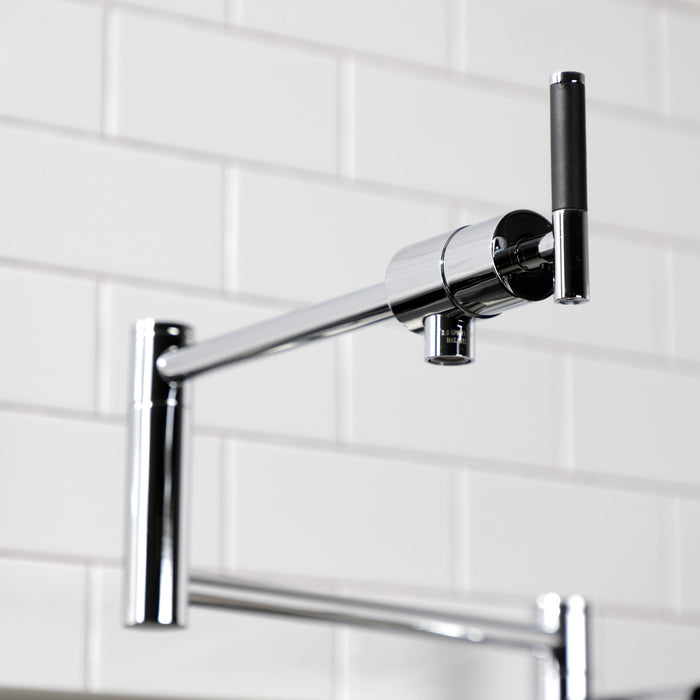 Kingston Sona KS4701CKL - Kaiser Two-Handle 1-Hole Deck Mount Pot Filler Faucet, Polished Chrome