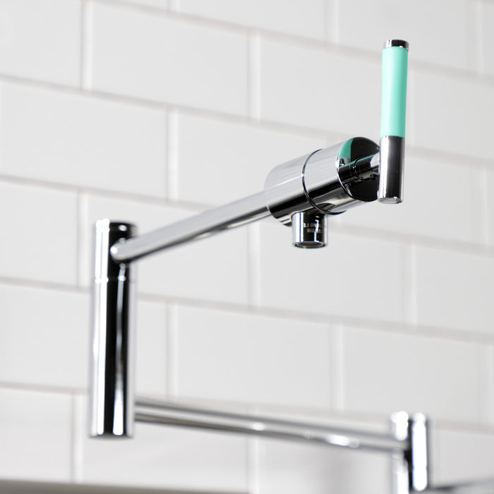 Kingston Sona KS4701CKL - Kaiser Two-Handle 1-Hole Deck Mount Pot Filler Faucet, Polished Chrome