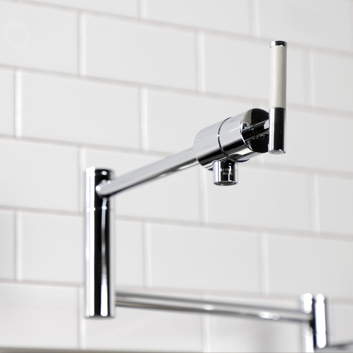 Kingston Sona KS4701CKL - Kaiser Two-Handle 1-Hole Deck Mount Pot Filler Faucet, Polished Chrome