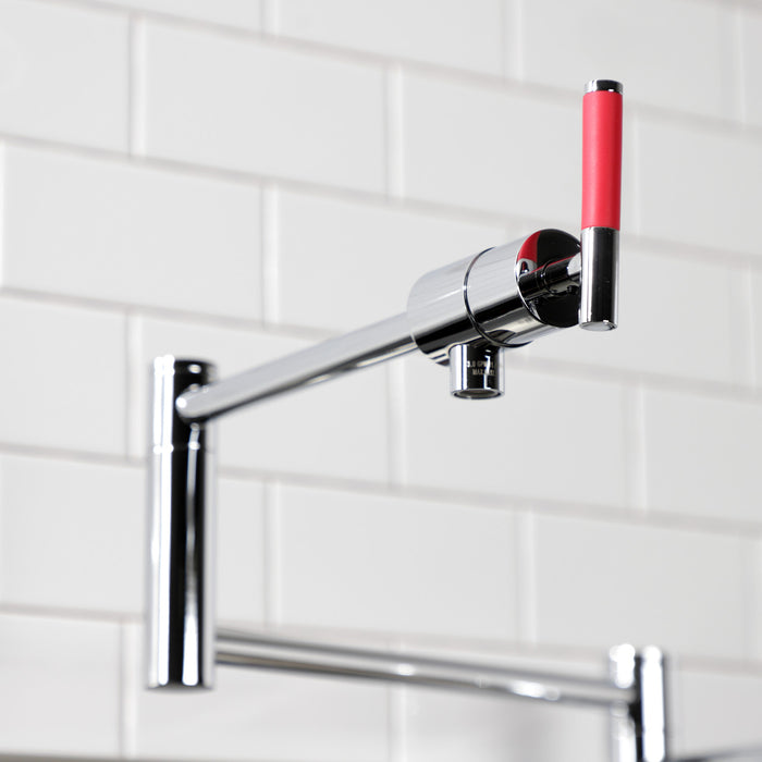 Kingston Sona KS4701CKL - Kaiser Two-Handle 1-Hole Deck Mount Pot Filler Faucet, Polished Chrome