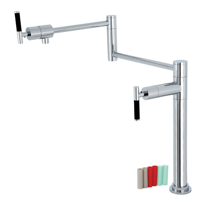 Kingston Sona KS4701CKL - Kaiser Two-Handle 1-Hole Deck Mount Pot Filler Faucet, Polished Chrome