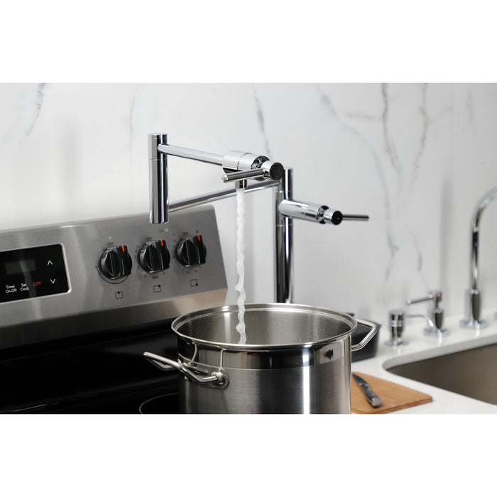 Concord KS4701DL Two-Handle 1-Hole Deck Mount Pot Filler Faucet, Polished Chrome