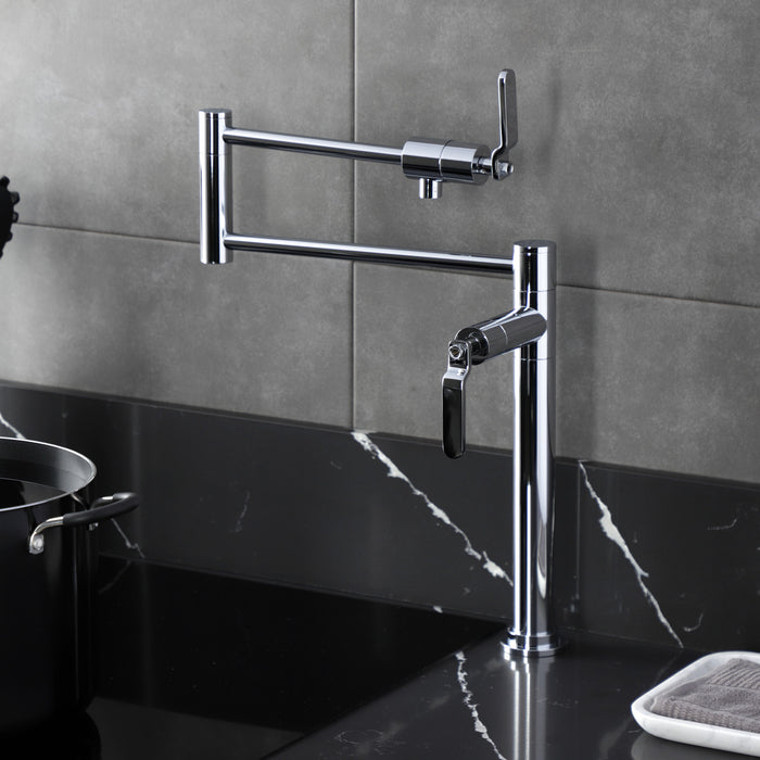 Kingston Sona KS4701KL - Whitaker Two-Handle 1-Hole Deck Mount Pot Filler Faucet, Polished Chrome