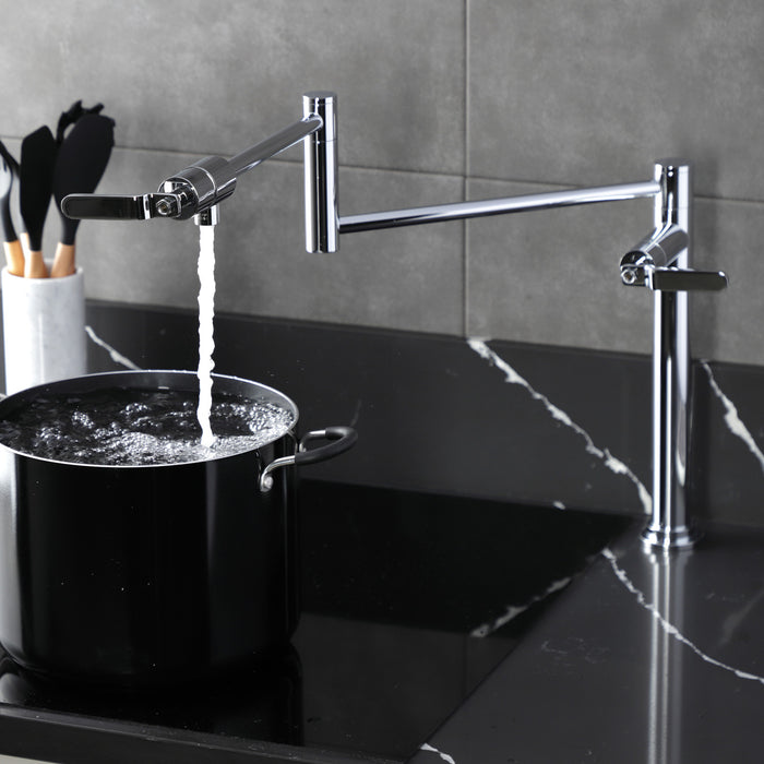 Kingston Sona KS4701KL - Whitaker Two-Handle 1-Hole Deck Mount Pot Filler Faucet, Polished Chrome