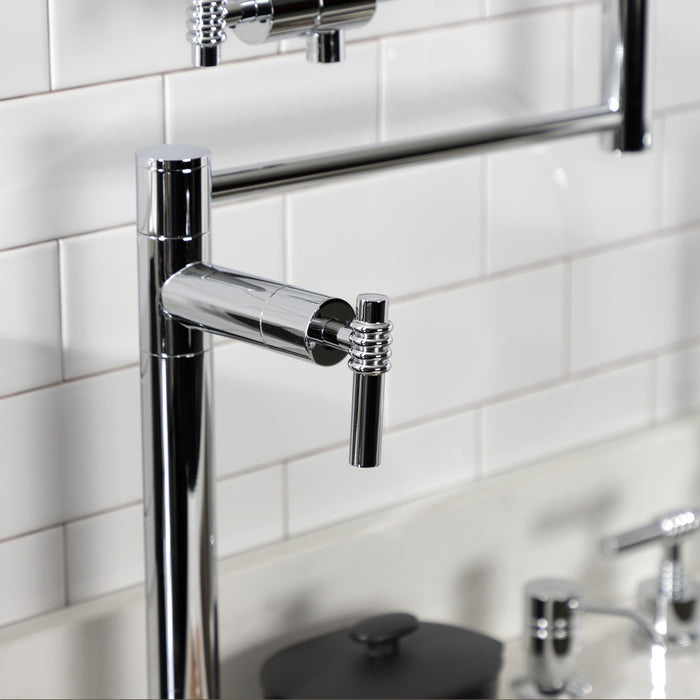 Kingston Sona KS4701ML - Milano Two-Handle 1-Hole Deck Mount Pot Filler Faucet, Polished Chrome