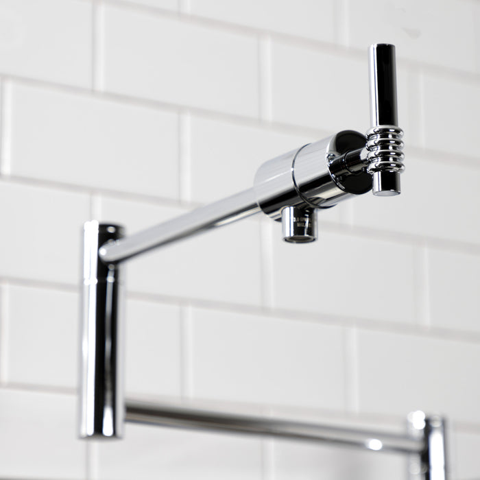 Kingston Sona KS4701ML - Milano Two-Handle 1-Hole Deck Mount Pot Filler Faucet, Polished Chrome