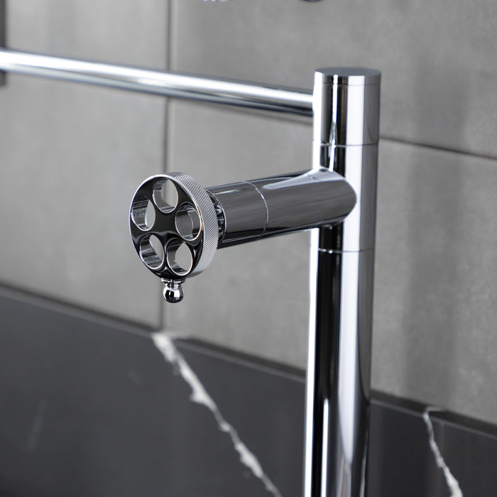 Kingston Sona KS4701RKZ - Wendell Two-Handle 1-Hole Deck Mount Pot Filler Faucet with Knurled Handle, Polished Chrome