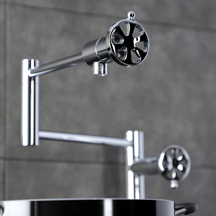 Kingston Sona KS4701RX - Belknap Two-Handle 1-Hole Deck Mount Pot Filler Faucet, Polished Chrome