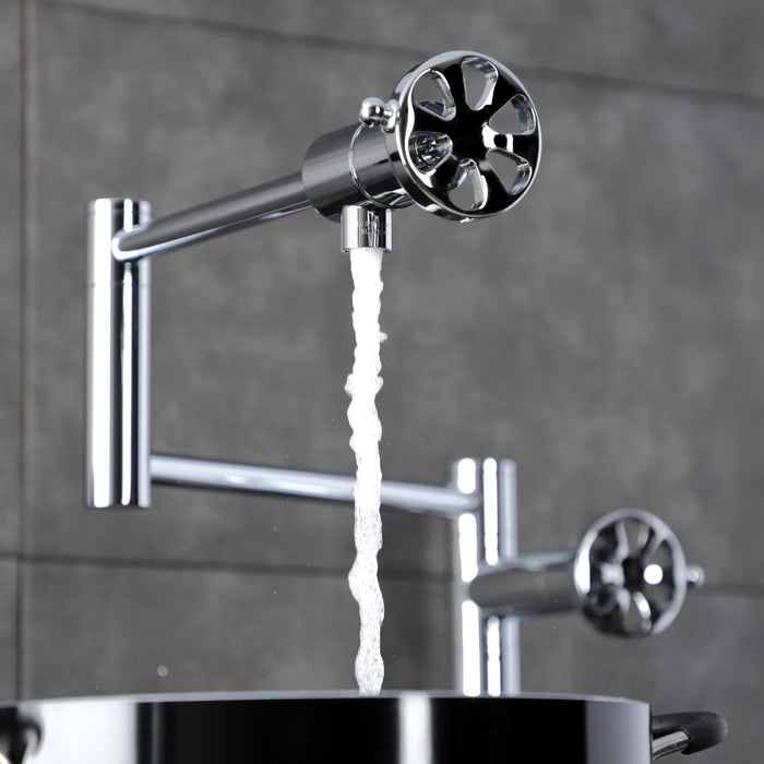 Kingston Sona KS4701RX - Belknap Two-Handle 1-Hole Deck Mount Pot Filler Faucet, Polished Chrome