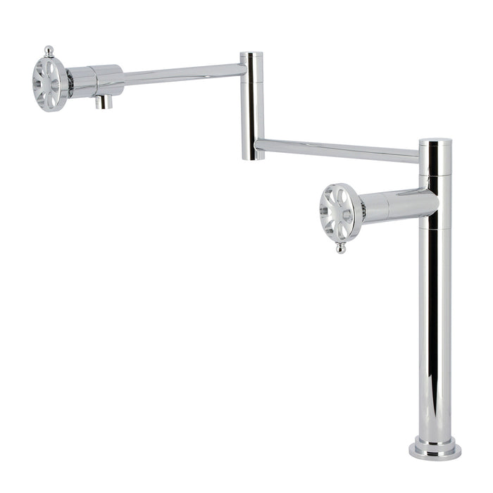 Kingston Sona KS4701RX - Belknap Two-Handle 1-Hole Deck Mount Pot Filler Faucet, Polished Chrome