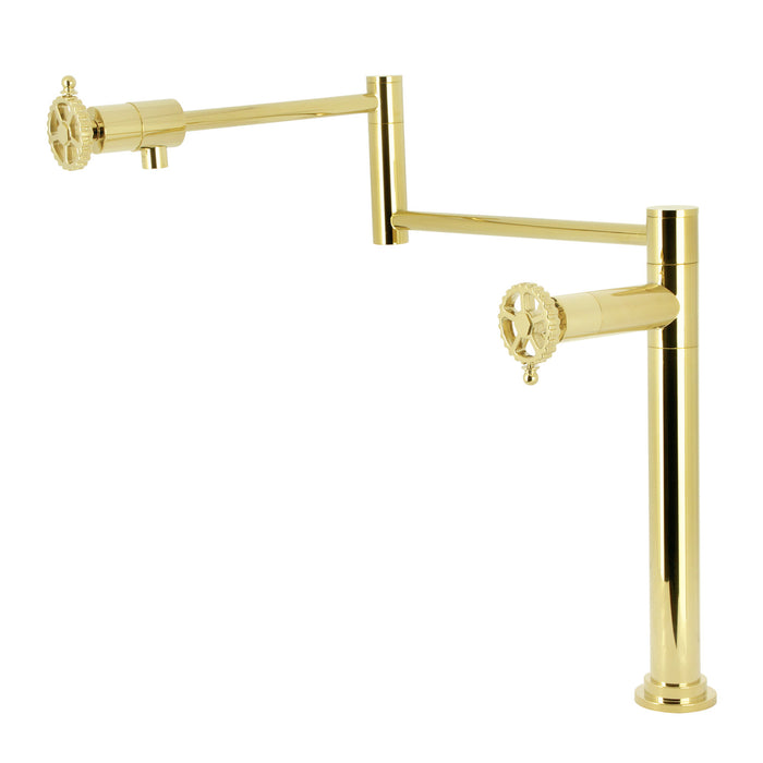 Kingston Sona KS4702CG - Fuller Two-Handle 1-Hole Deck Mount Pot Filler Faucet, Polished Brass