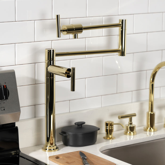 Kingston Sona KS4702CML - Manhattan Two-Handle 1-Hole Deck Mount Pot Filler Faucet, Polished Brass