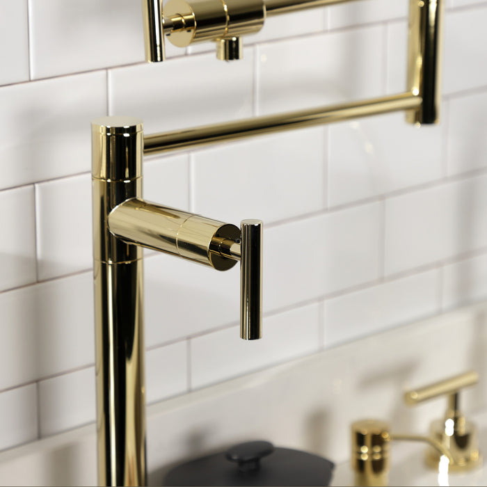 Kingston Sona KS4702CML - Manhattan Two-Handle 1-Hole Deck Mount Pot Filler Faucet, Polished Brass