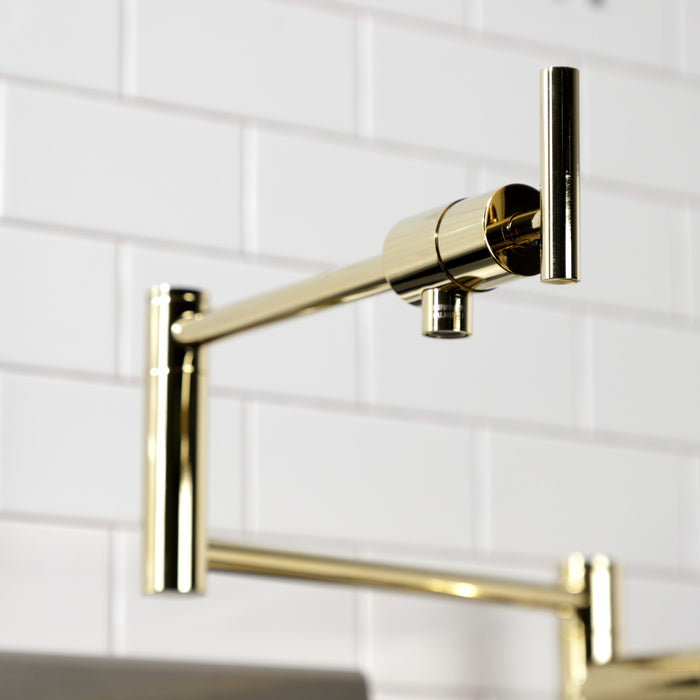 Kingston Sona KS4702CML - Manhattan Two-Handle 1-Hole Deck Mount Pot Filler Faucet, Polished Brass