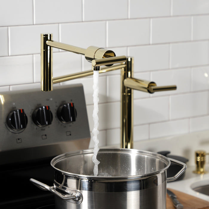 Kingston Sona KS4702CML - Manhattan Two-Handle 1-Hole Deck Mount Pot Filler Faucet, Polished Brass