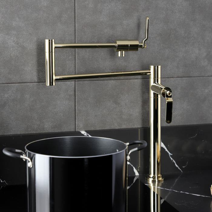 Kingston Sona KS4702KL - Whitaker Two-Handle 1-Hole Deck Mount Pot Filler Faucet, Polished Brass