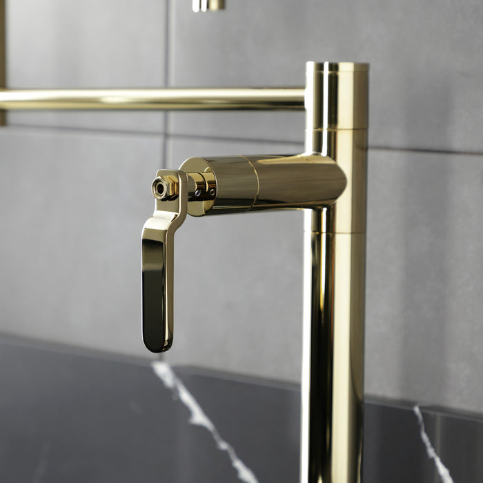 Kingston Sona KS4702KL - Whitaker Two-Handle 1-Hole Deck Mount Pot Filler Faucet, Polished Brass