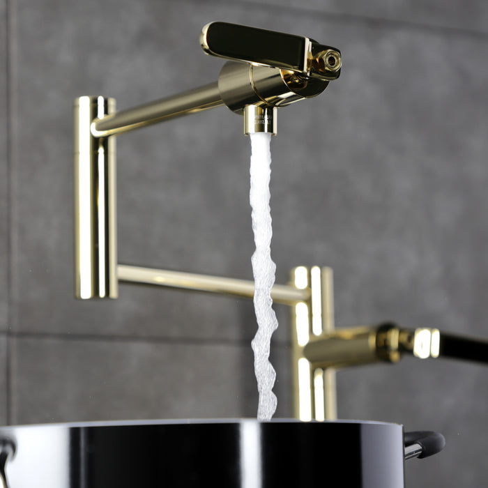 Kingston Sona KS4702KL - Whitaker Two-Handle 1-Hole Deck Mount Pot Filler Faucet, Polished Brass