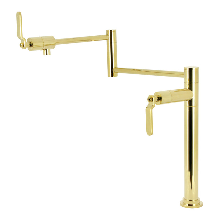 Kingston Sona KS4702KL - Whitaker Two-Handle 1-Hole Deck Mount Pot Filler Faucet, Polished Brass