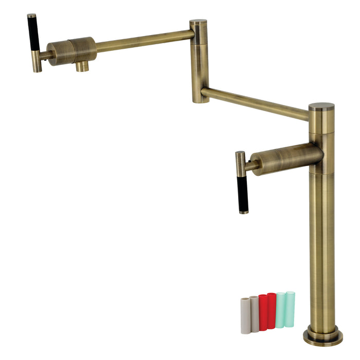 Kingston Sona KS4703CKL - Kaiser Two-Handle 1-Hole Deck Mount Pot Filler Faucet, Antique Brass