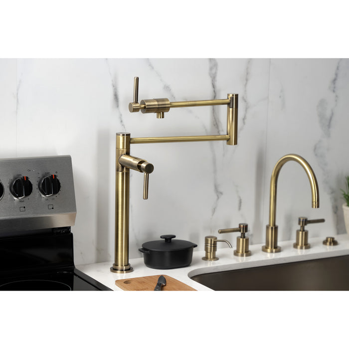 Kingston Sona KS4703DL - Concord Two-Handle 1-Hole Deck Mount Pot Filler Faucet, Antique Brass
