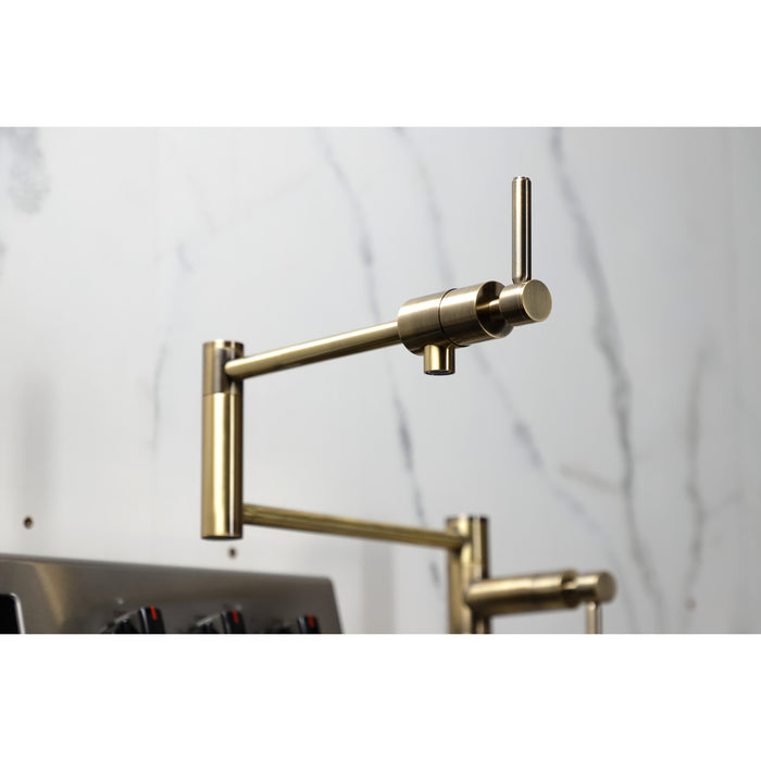 Kingston Sona KS4703DL - Concord Two-Handle 1-Hole Deck Mount Pot Filler Faucet, Antique Brass