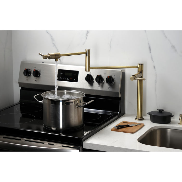 Kingston Sona KS4703DL - Concord Two-Handle 1-Hole Deck Mount Pot Filler Faucet, Antique Brass