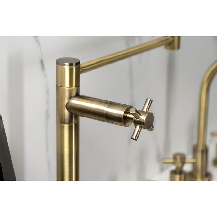 Kingston Sona KS4703DX - Concord Two-Handle 1-Hole Deck Mount Pot Filler Faucet, Antique Brass
