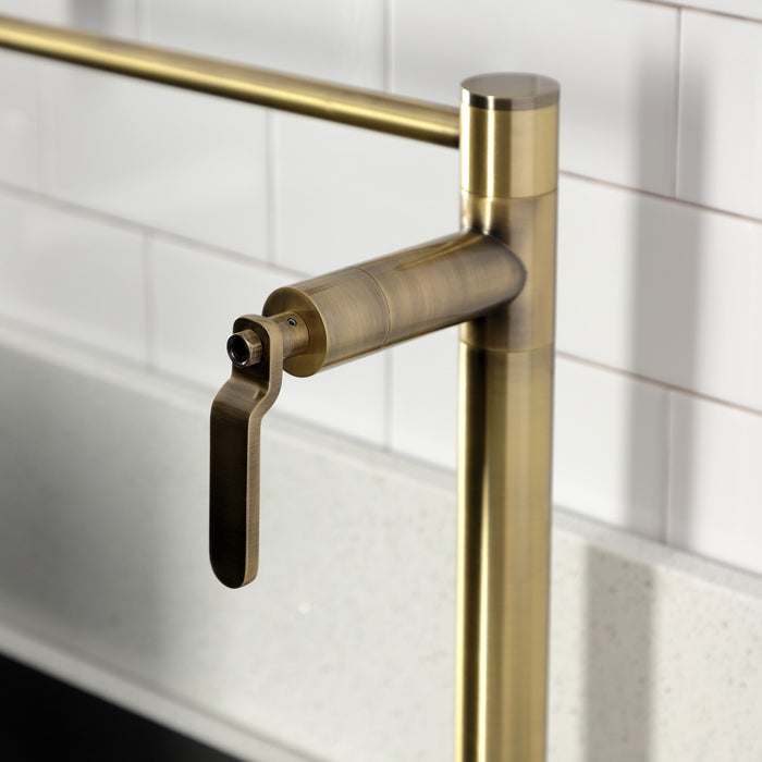 Kingston Sona KS4703KL - Whitaker Two-Handle 1-Hole Deck Mount Pot Filler Faucet, Antique Brass