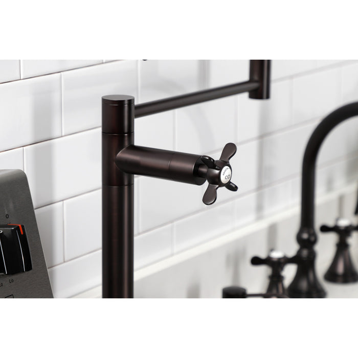 Kingston Tulare KS4705BEX - Essex Two-Handle 1-Hole Deck Mount Pot Filler Faucet, Oil Rubbed Bronze
