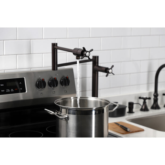 Kingston Tulare KS4705BEX - Essex Two-Handle 1-Hole Deck Mount Pot Filler Faucet, Oil Rubbed Bronze