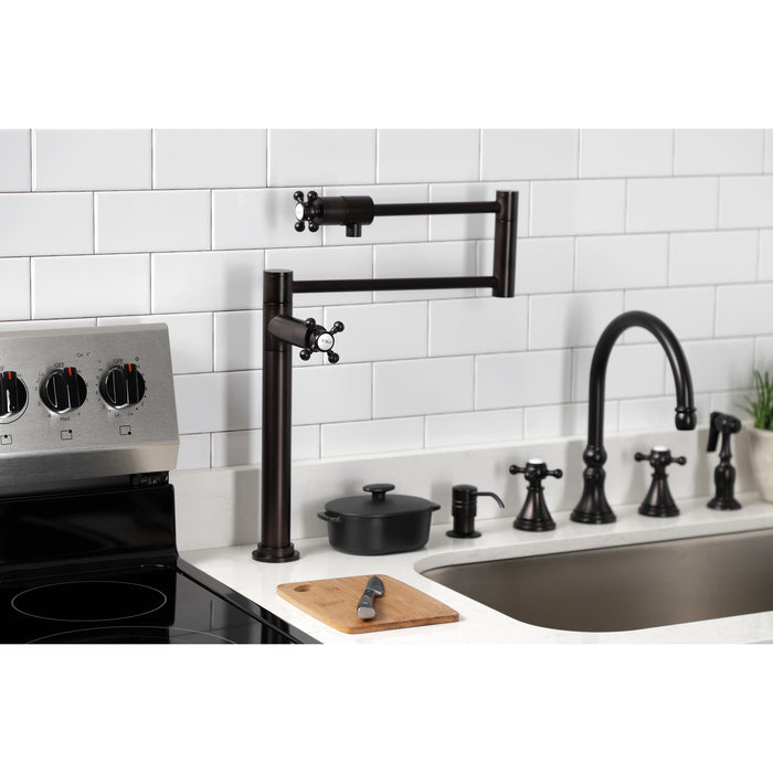 Kingston Metropolitan KS4705BX Two-Handle 1-Hole Deck Mount Pot Filler Faucet, Oil Rubbed Bronze