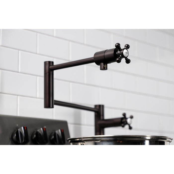 Kingston Metropolitan KS4705BX Two-Handle 1-Hole Deck Mount Pot Filler Faucet, Oil Rubbed Bronze
