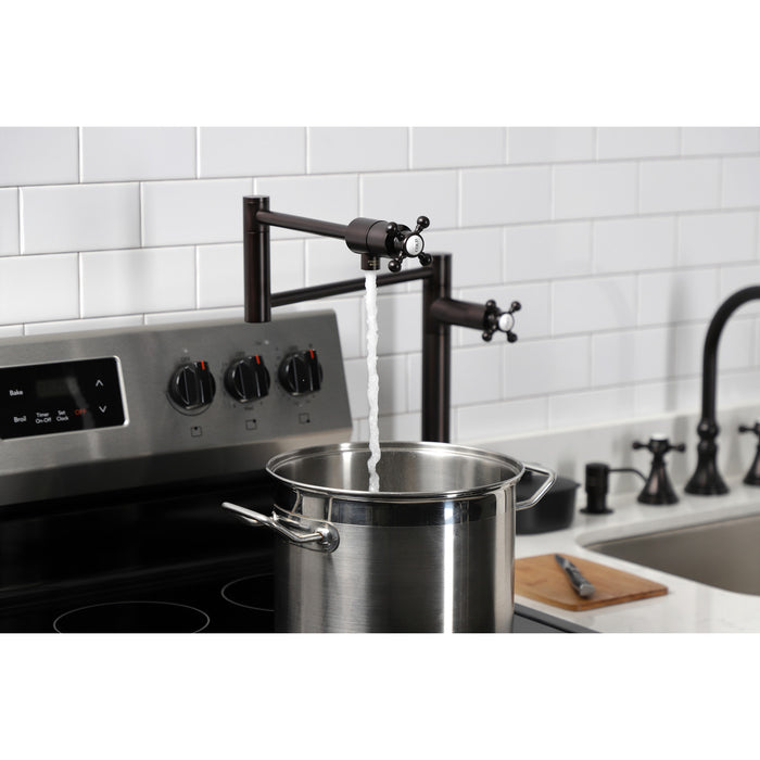Kingston Metropolitan KS4705BX Two-Handle 1-Hole Deck Mount Pot Filler Faucet, Oil Rubbed Bronze