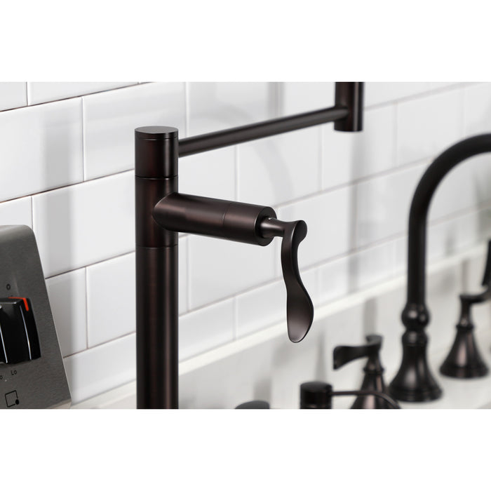 Kingston Tulare KS4705CFL - Century Two-Handle 1-Hole Deck Mount Pot Filler Faucet, Oil Rubbed Bronze
