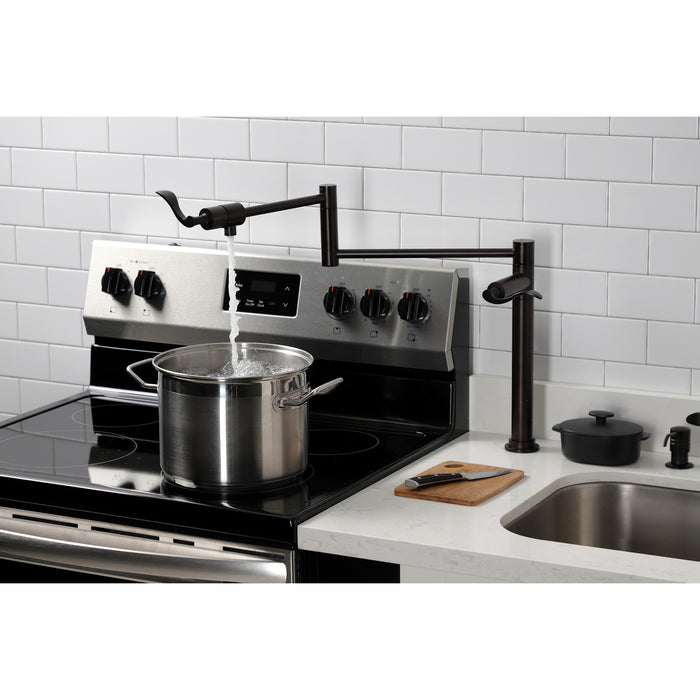 Kingston Tulare KS4705CFL - Century Two-Handle 1-Hole Deck Mount Pot Filler Faucet, Oil Rubbed Bronze