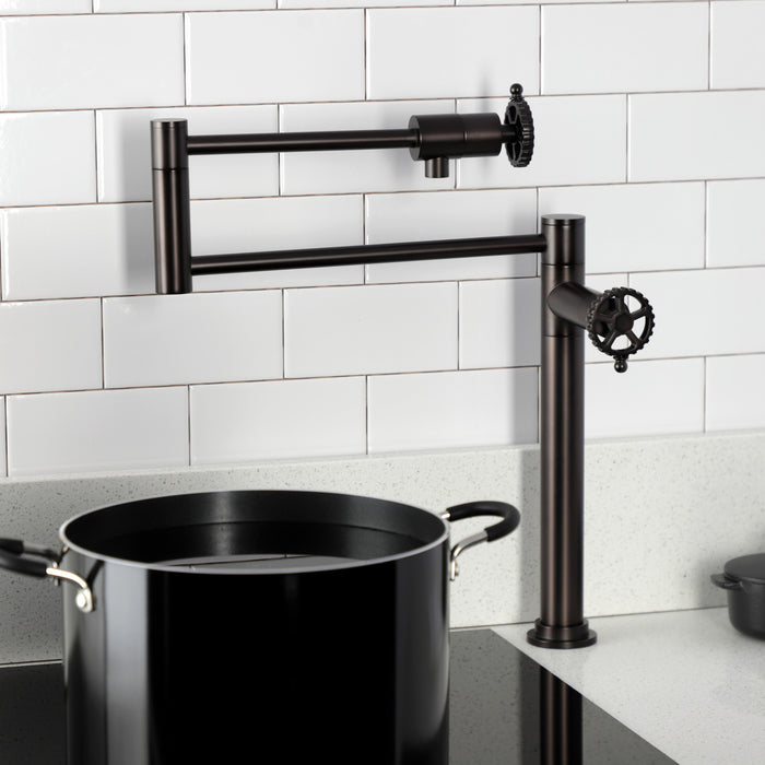 Kingston Sona KS4705CG - Fuller Two-Handle 1-Hole Deck Mount Pot Filler Faucet, Oil Rubbed Bronze