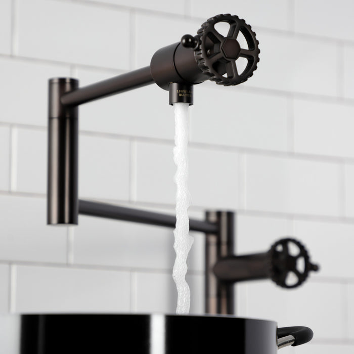 Kingston Sona KS4705CG - Fuller Two-Handle 1-Hole Deck Mount Pot Filler Faucet, Oil Rubbed Bronze
