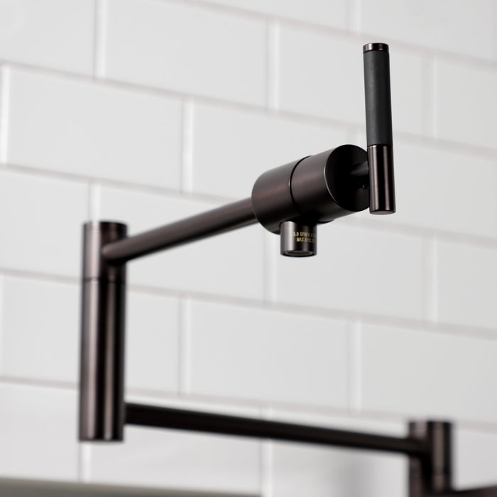 Kingston Sona KS4705CKL - Kaiser Two-Handle 1-Hole Deck Mount Pot Filler Faucet, Oil Rubbed Bronze