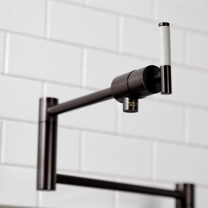 Kingston Sona KS4705CKL - Kaiser Two-Handle 1-Hole Deck Mount Pot Filler Faucet, Oil Rubbed Bronze