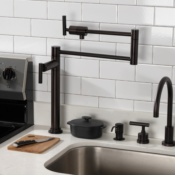 Kingston Sona KS4705CML - Manhattan Two-Handle 1-Hole Deck Mount Pot Filler Faucet, Oil Rubbed Bronze