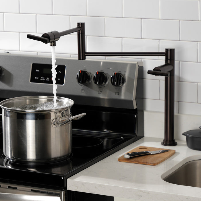 Kingston Sona KS4705CML - Manhattan Two-Handle 1-Hole Deck Mount Pot Filler Faucet, Oil Rubbed Bronze