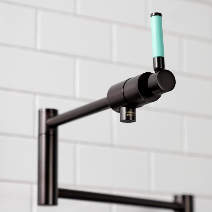 Kingston Sona KS4705DKL - Kaiser Two-Handle 1-Hole Deck Mount Pot Filler Faucet, Oil Rubbed Bronze