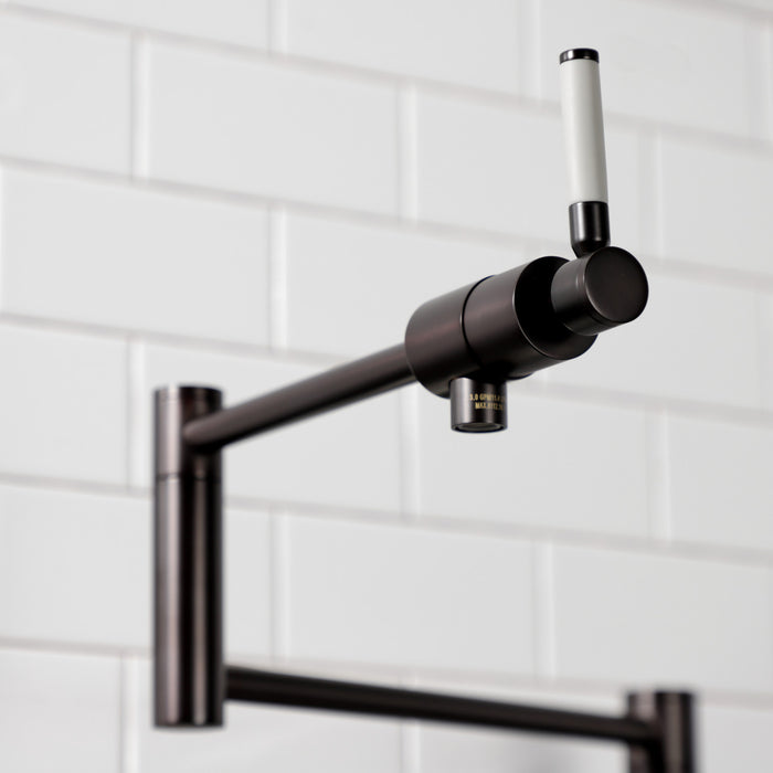 Kingston Sona KS4705DKL - Kaiser Two-Handle 1-Hole Deck Mount Pot Filler Faucet, Oil Rubbed Bronze